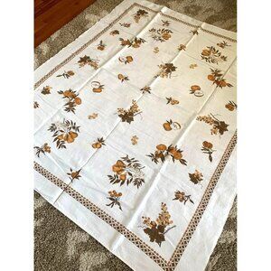 Fruit Tablecloth 40” x 59” Pears Grapes Apples Autumn Colors Rectangular Cotton